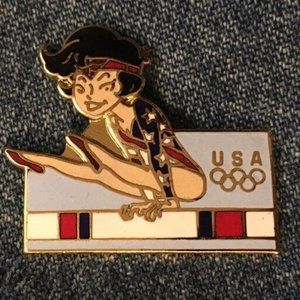 Gymnastics Olympic Pin ~ Beam ~1988 Seoul ~ from Hanna-Barbera Olympikids